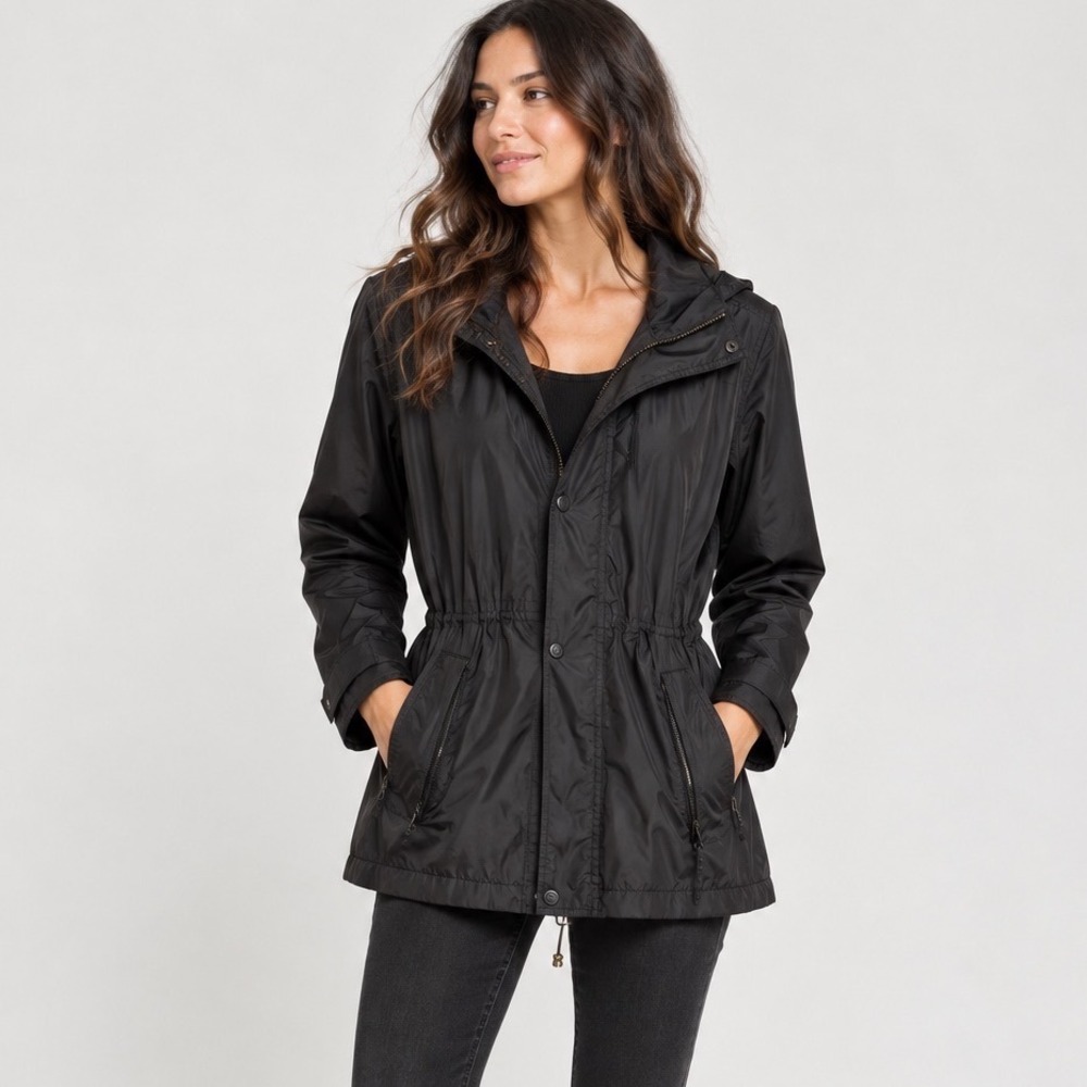 Kenneth Cole Anorak Jacket Women Size S Black Utility Parka